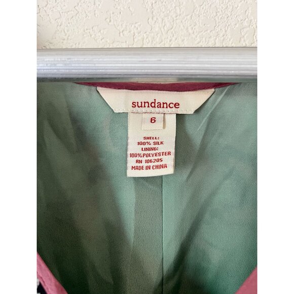 Sundance Womens 100% Silk Floral A-Line Dress Size 6 Multicolor Cap Sleeve Lined - Picture 3 of 14